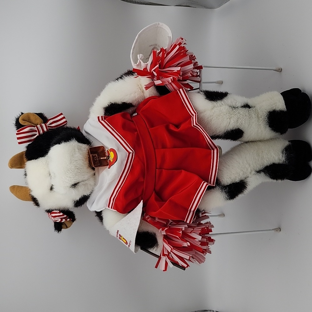 Build-A-Bear Workshop RETIRED Holstein Cow & Red and White Cheer Set